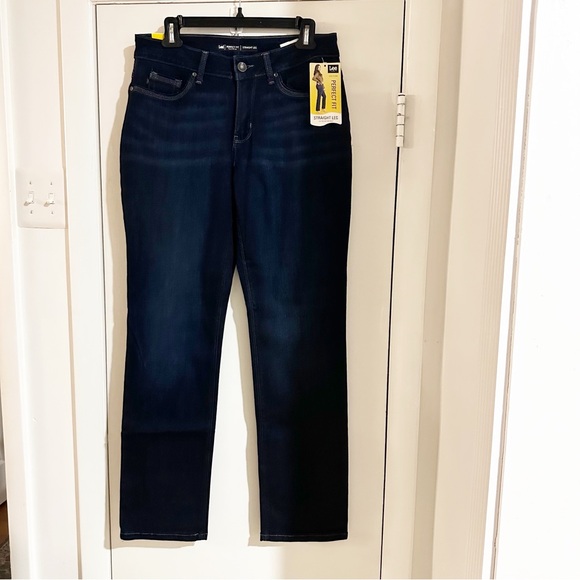 Lee Perfect Fit Straight Leg Jeans Size 8M Dark Wash Slimming Tummy Panel - Picture 1 of 13